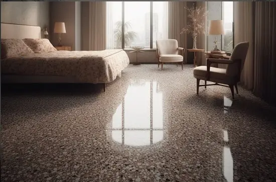 Terrazzo flooring for bedroom.
