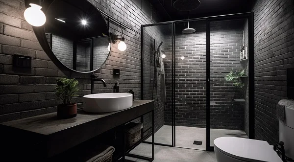 Industrial theme BTO toilet design in Singapore.